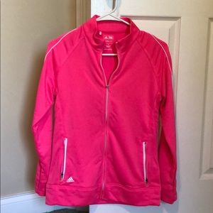 Hot pink golf jacket with white trim!